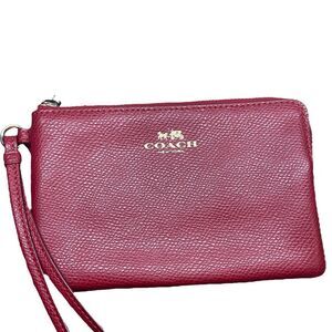 Coach Small Red Corner Zip Wristlet